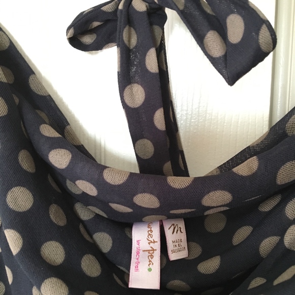 Sweet Pea polka dot mesh tank top, tie back, med. - Picture 2 of 2